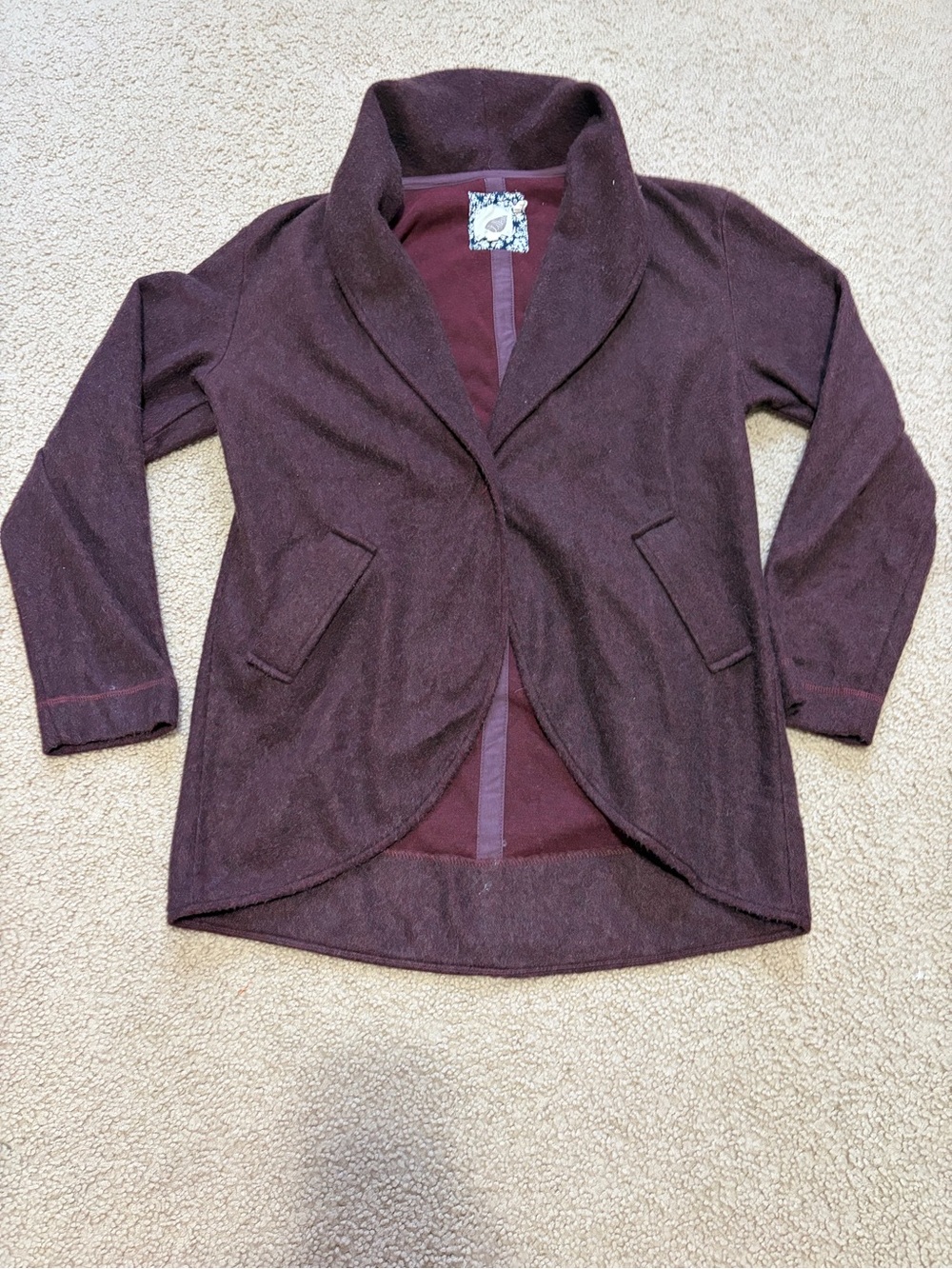 Anthropologie Deep Plum Open-Front Shawl Collar Blazer
